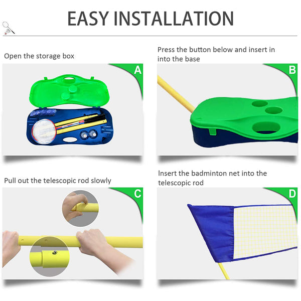 Badminton Net Set - Compact Adjustable Easy Setup Badminton Net Set for Kids and Adults