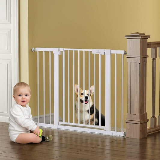 Baby Pet Safety Gate - Eco Friendly Painting Press Mounted Durable Metal Baby Pet Safety Gate