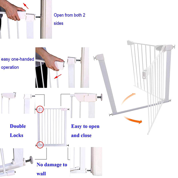 Baby Pet Safety Gate - Eco Friendly Painting Press Mounted Durable Metal Baby Pet Safety Gate