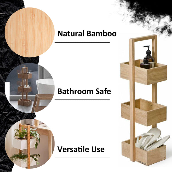 Bamboo Bathroom Caddy â€“ Household 3 Tier Bamboo Bathroom Caddy