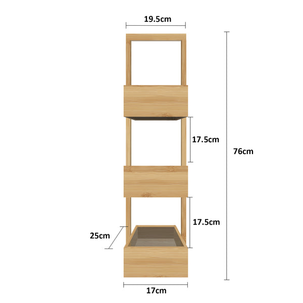 Bamboo Bathroom Caddy â€“ Household 3 Tier Bamboo Bathroom Caddy