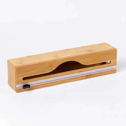 Bamboo Plastic Cling Wrap Dispenser with Cutter