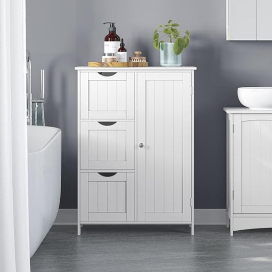 Bathroom Storage Cabinet - Multipurpose Cabinet with 3 Large Drawers and 1 Adjustable Shelf