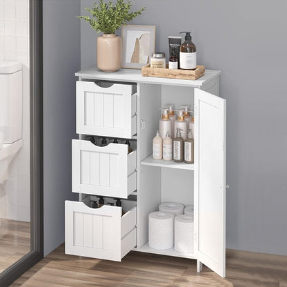 Bathroom Storage Cabinet - Multipurpose Cabinet with 3 Large Drawers and 1 Adjustable Shelf