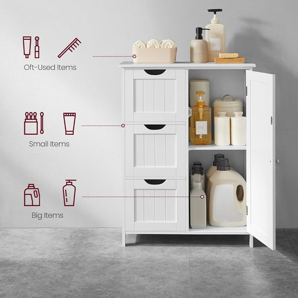 Bathroom Storage Cabinet - Multipurpose Cabinet with 3 Large Drawers and 1 Adjustable Shelf