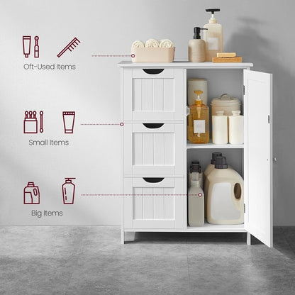 Bathroom Storage Cabinet - Multipurpose Cabinet with 3 Large Drawers and 1 Adjustable Shelf