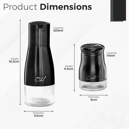 Kitchen Condiment Set - Black Modern Design Airtight Spices Storage Canister Set of 4 Pcs and Stand