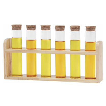 Borosilicate Glass Tubes - 7 Piece Borosilicate Household Tubes Condiment with Wooden Rack Set