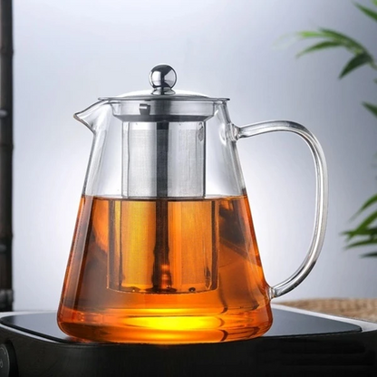 Borosilicate Glass Teapot - 1.3L Borosilicate Glass Teapot with Stainless Steel Infusion