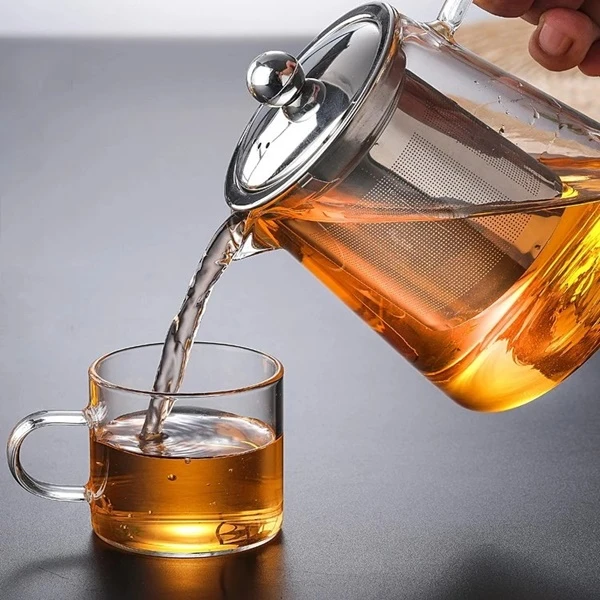 Borosilicate Glass Teapot - 1.3L Borosilicate Glass Teapot with Stainless Steel Infusion