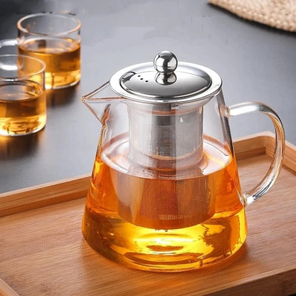 Borosilicate Glass Teapot - 1.3L Borosilicate Glass Teapot with Stainless Steel Infusion