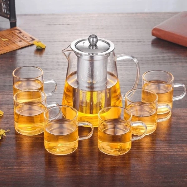 Borosilicate Glass Teapot - 1.3L Borosilicate Glass Teapot with Stainless Steel Infusion