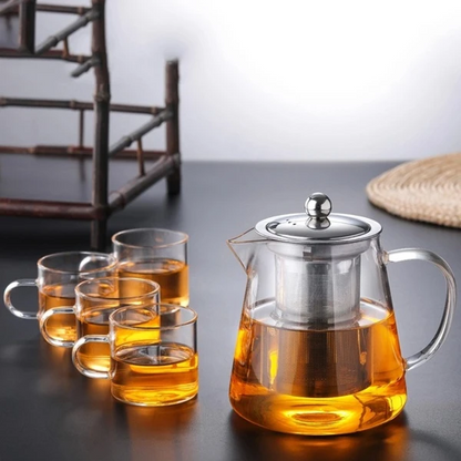 Borosilicate Glass Teapot - 1.3L Borosilicate Glass Teapot with Stainless Steel Infusion