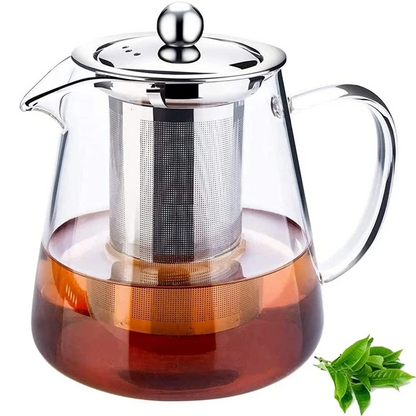 Borosilicate Glass Teapot - 1.3L Borosilicate Glass Teapot with Stainless Steel Infusion