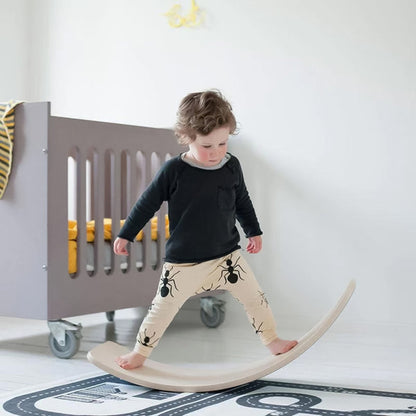 Children's Balance Board - Natural Wood Colour Curvy Wooden Children's Balance Wobble Board