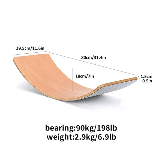 Children's Balance Board - Natural Wood Colour Curvy Wooden Children's Balance Wobble Board