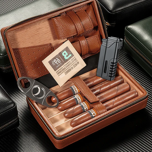 Cigar Humidor Set - Cigar Humidor Leather with Cigar Accessories