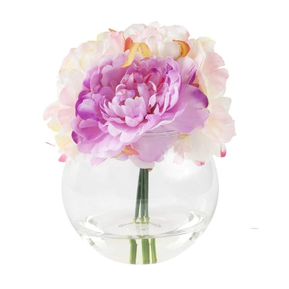 Glass Flower Vase - Clear Decorative Round Glass Flower Vase for Home Décor