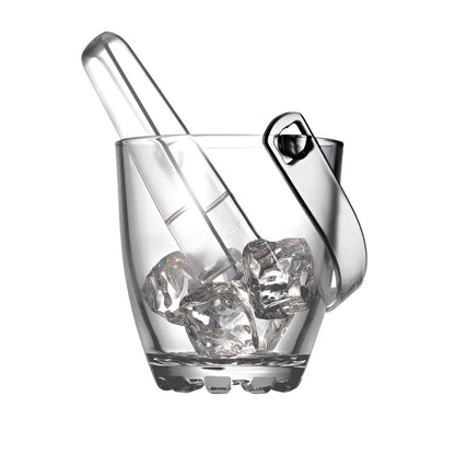 Clear Portable Glass Ice Bucket with Handle and Tong