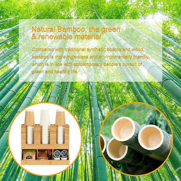 Coffee Station Organizer - 6 Compartments Condiment Bamboo Coffee Station Organizer