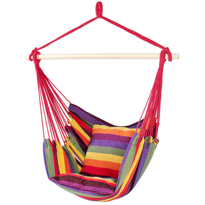 Colorful Hammock Swing Chair - Hanging Rope Chair Swing Hammock Cotton with Soft Pillows