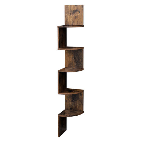 Corner Open Bookcase - 4 Tier Corner Wall Mounted Shelf Unit