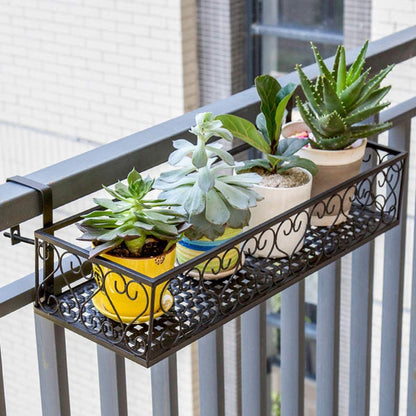 Shelf Flower Pot Holder - Decorative Hanging Metal Balcony Patio Planter Railing Shelf Flower Pot Holder