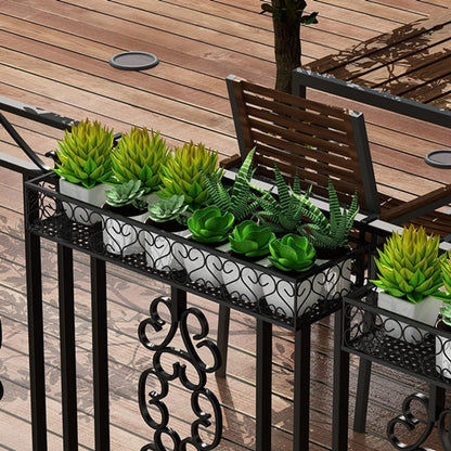 Shelf Flower Pot Holder - Decorative Hanging Metal Balcony Patio Planter Railing Shelf Flower Pot Holder