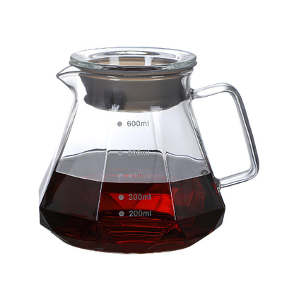 Borosilicate Glass Pot - Diamond Fashion Design Borosilicate Glass Carafe Pot with Lid - 600ml