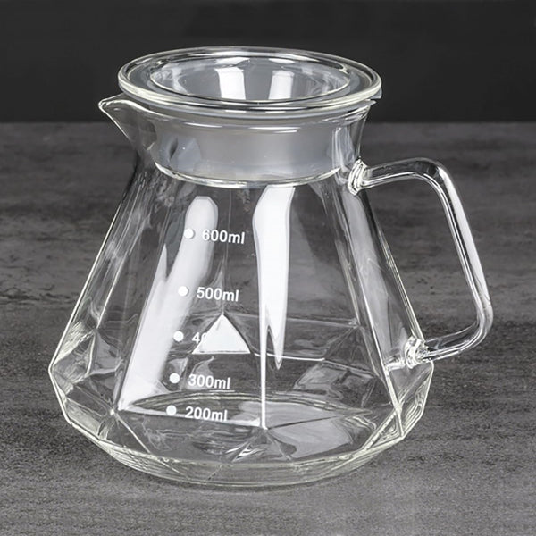 Borosilicate Glass Pot - Diamond Fashion Design Borosilicate Glass Carafe Pot with Lid - 600ml