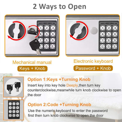 Digital Electronic Safe - Modern Mini Safe Digital Electronic Safe Fireproof with Combination Lock and Key