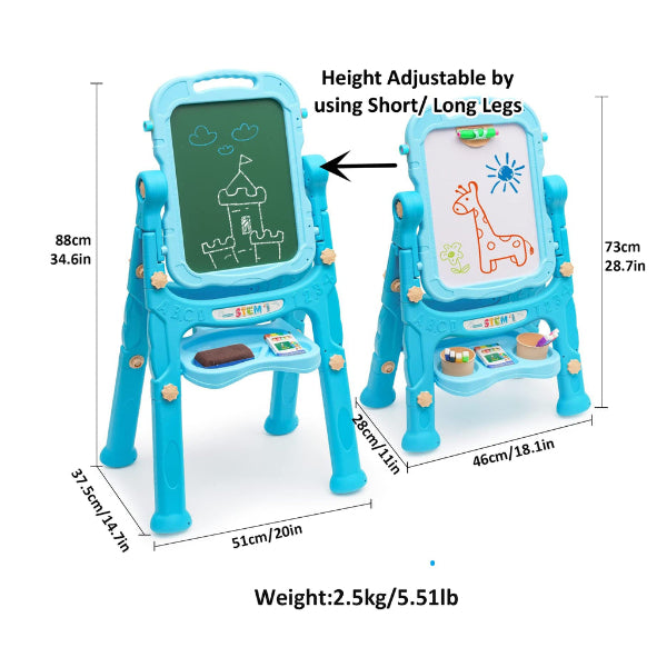 Easel for Kids - Double Sided Standing Toddler Art Easel with Chalkboard