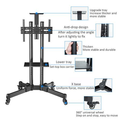 TV Monitor Stand - Economical Series TV Cart Mobile TV Stand with Rolling Casters and Shelf