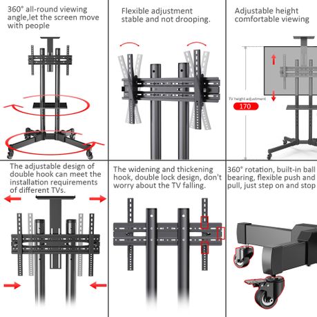 TV Monitor Stand - Economical Series TV Cart Mobile TV Stand with Rolling Casters and Shelf