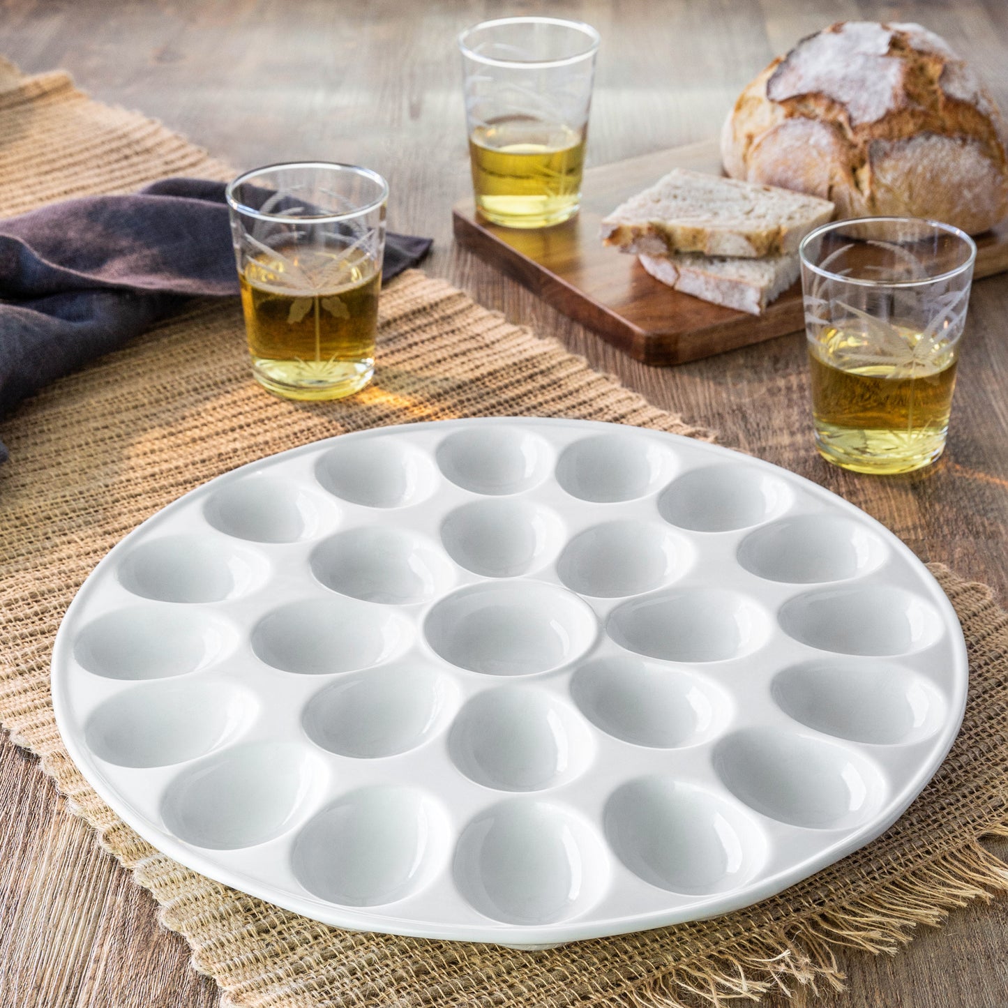 Egg Platter Tray - Elegant White Porcelain Deviled Egg Platter Tray