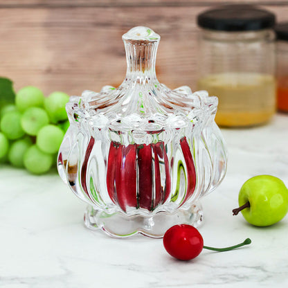 Glass Sugar Jars - Set of 2 Elegant Multifunctional Clear Glass Decorative Sugar Jar with Lid