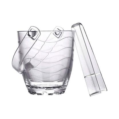 Glass Ice Bucket Set - Elegant Portable Glass Ice Bucket with Handle and Tong