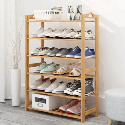 Shoe Storage Rack - Entryway Shelf Free Stand Rack Shoe Bamboo Storage Organizer