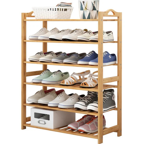 Shoe Storage Rack - Entryway Shelf Free Stand Rack Shoe Bamboo Storage Organizer