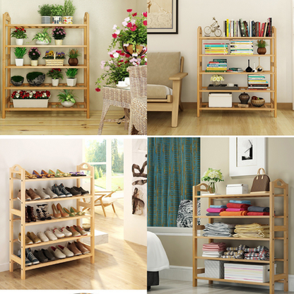 Shoe Storage Rack - Entryway Shelf Free Stand Rack Shoe Bamboo Storage Organizer