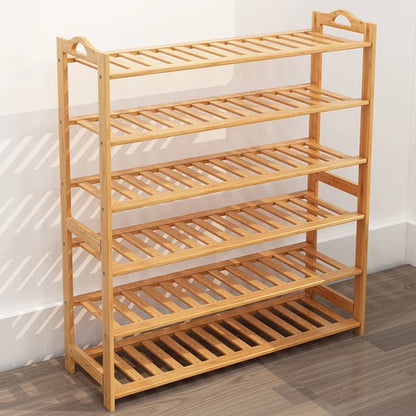 Shoe Storage Rack - Entryway Shelf Free Stand Rack Shoe Bamboo Storage Organizer