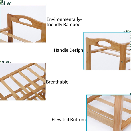 Shoe Storage Rack - Entryway Shelf Free Stand Rack Shoe Bamboo Storage Organizer