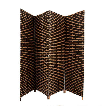 Partition Room Divider - Folding Hand-Woven Rattan 4 Panel Privacy Screen Room Divider