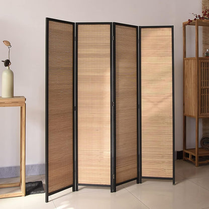 Partition Room Divider - Folding Modern Simplicity Bamboo 4 Panel Screen Room Divider