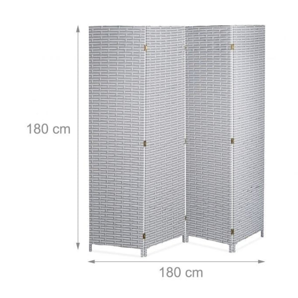 Partition Room Divider - Folding Plastic White and Grey 4 Panel Privacy Screen Room Divider