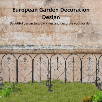Garden Fence Panels - Set of 5 Vintage Style Decorative Garden Fence Panels