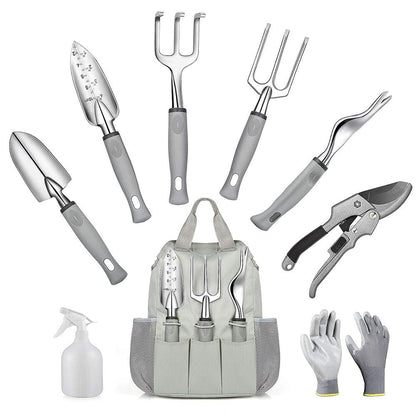 Gardening Tools Kit - Set of 9 Ergonomic Grip Aluminium Alloy Gardening Tools with Bag