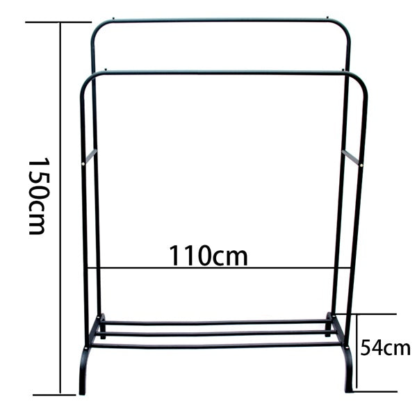 Metal Garment Rack - Freestanding Hanger Double Pole Multi-Functional Bedroom Clothing