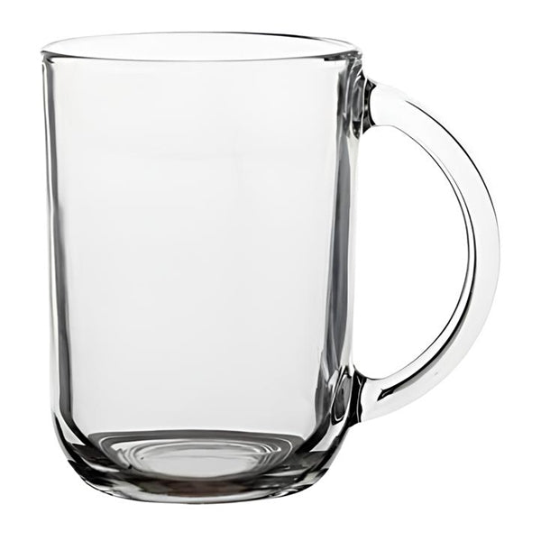 Glass Mug Set - 6 Piece Clear Large Glass Mug Set - 315ml