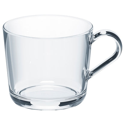 Glass Teacup Set - Set of 4 Clear Glass Cups with Handle - 300ml